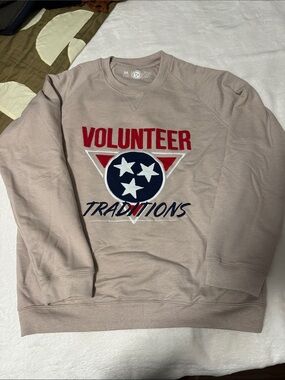 Volunteer Traditions Crewneck Sweatshirt - Beige with Red & Navy